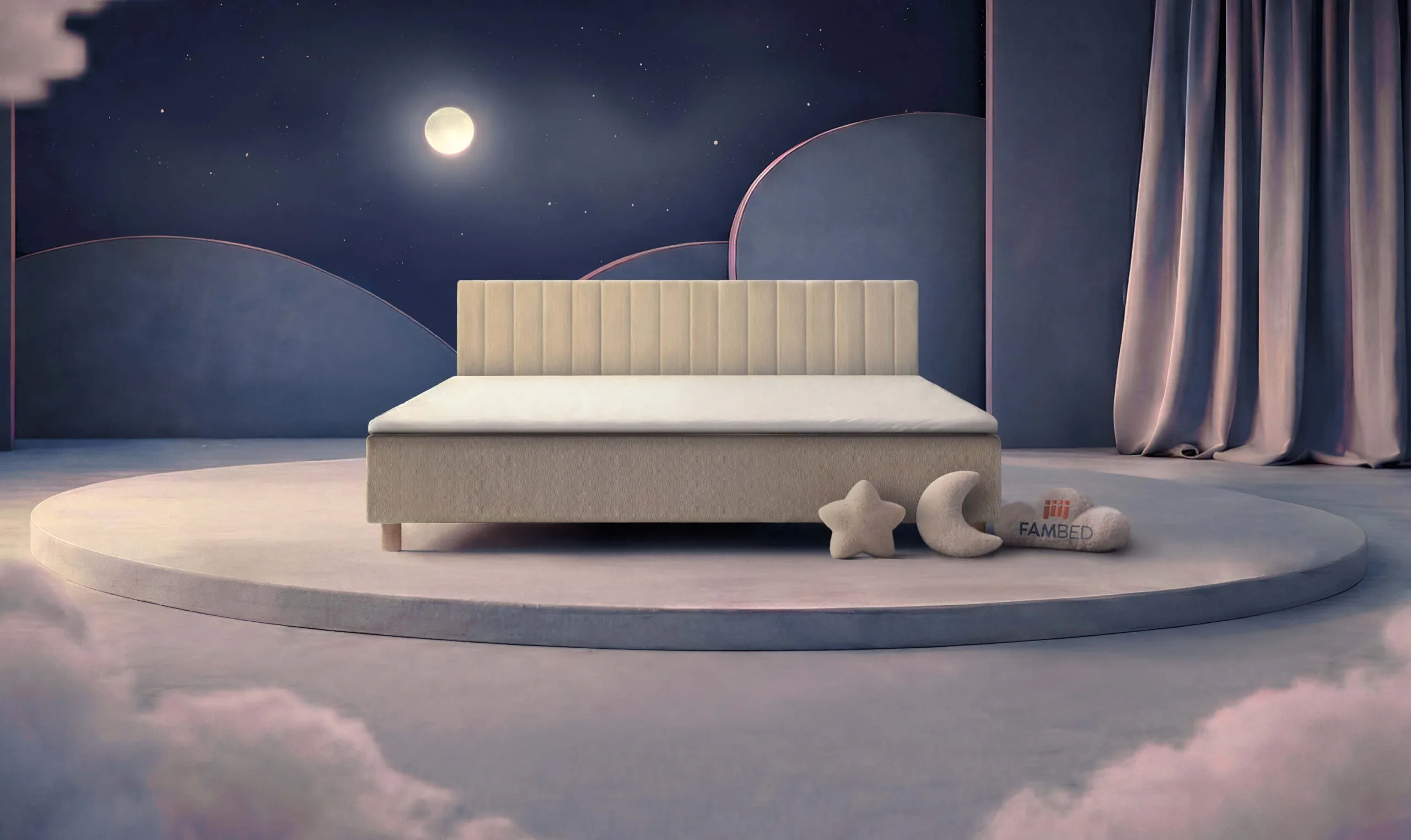 FAMBED® družinska postelja širine 240 cm, pogled od spredaj pod kotom