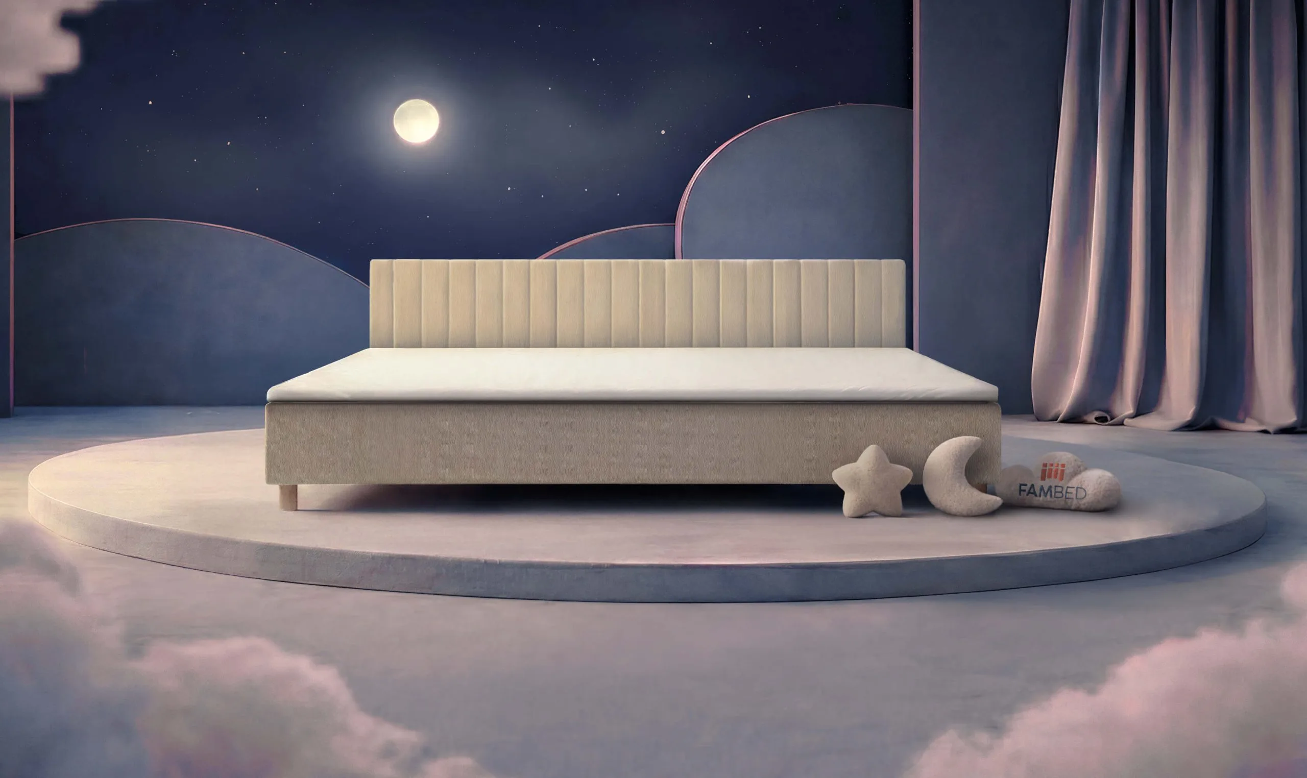FAMBED® družinska postelja širine 300 cm, pogled od spredaj pod kotom