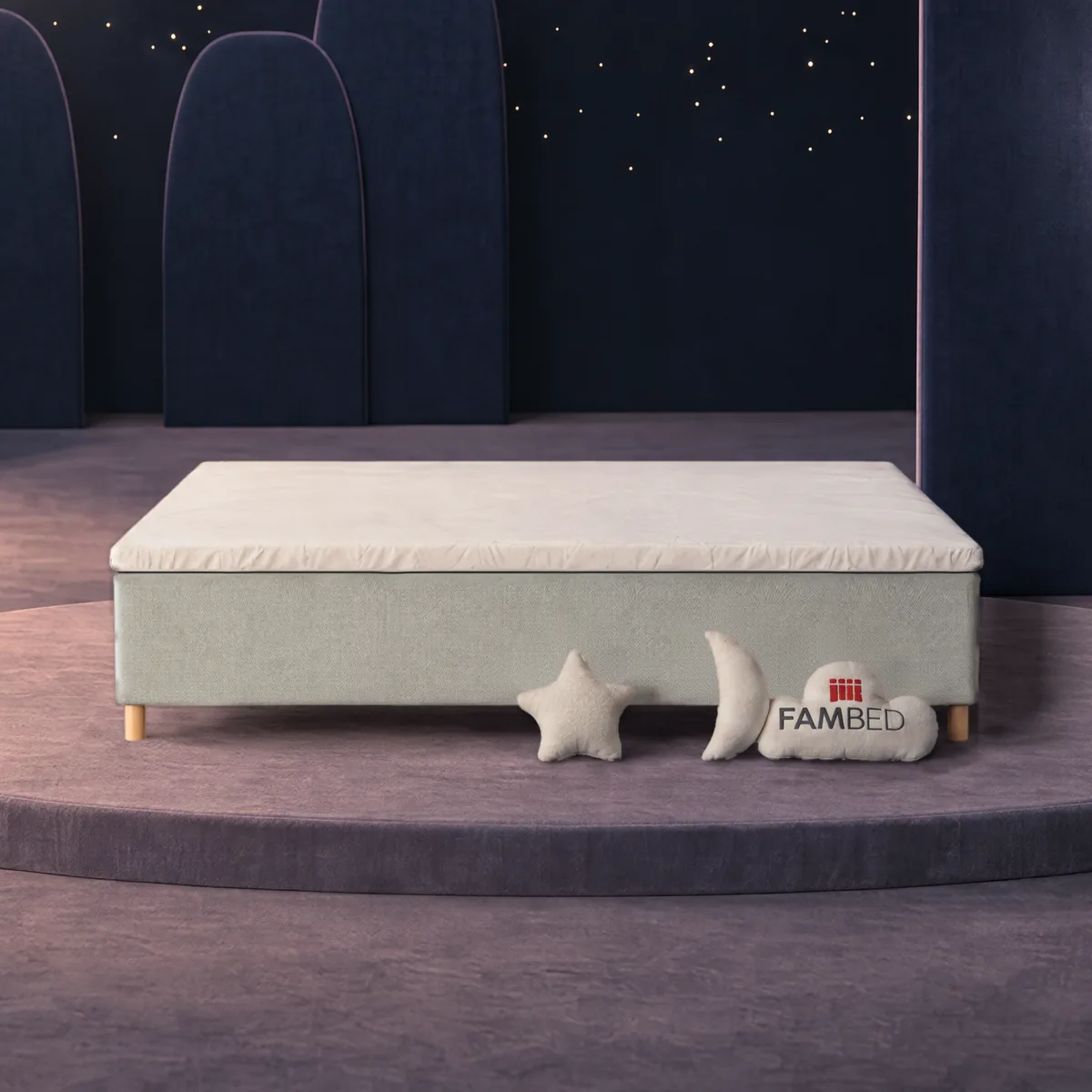 FAMBED family bed Caesar (245 × 200 cm) · Light grey