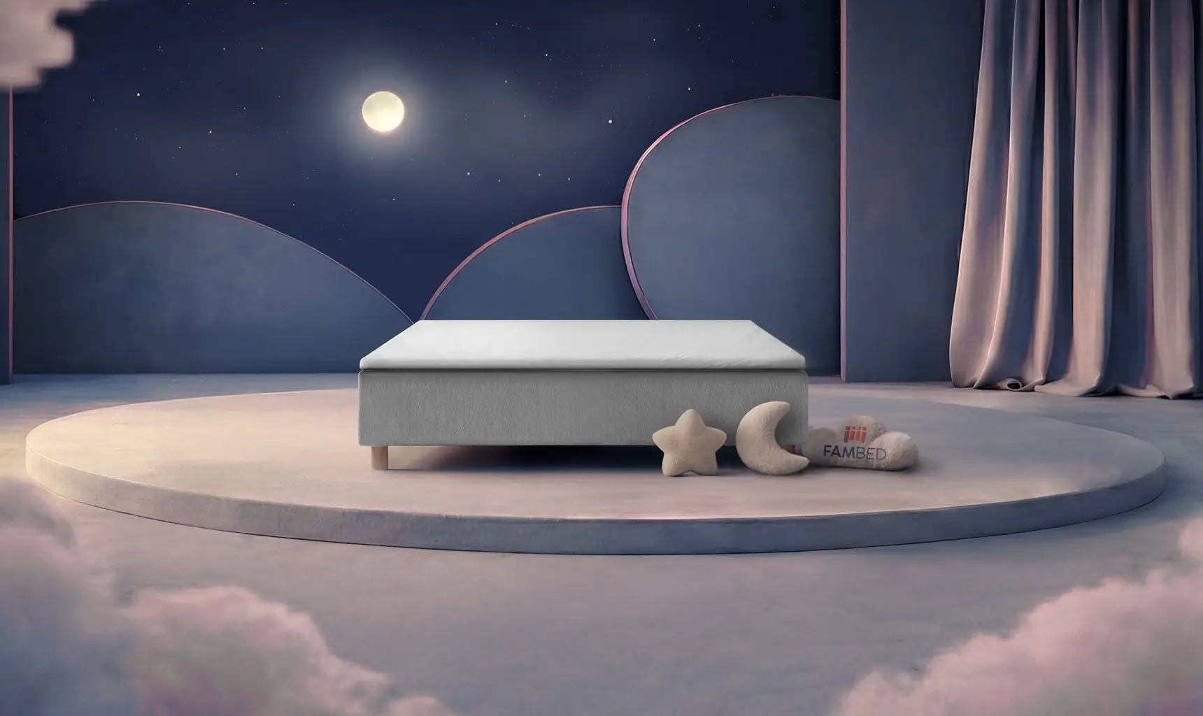 FAMBED family bed Emperor (200 × 200 cm) · Light grey